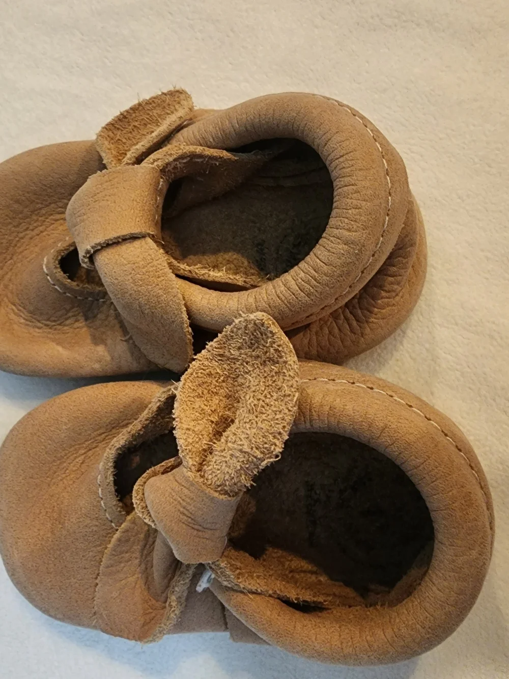 Freshly Picked Tan Leather Knotted Bow Moccasins Hard Sole 4